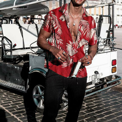 

Mens Summer Vintage Casual Dress Shirt Mens Floral Short Sleeve Shirts Tops Tee