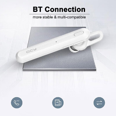 

QCY A1 Single Wireless Bluetooth Headset Earphone Noise Cancelling Mic Sports Headphone Hands-Free Earbuds for Office Travel Drivi