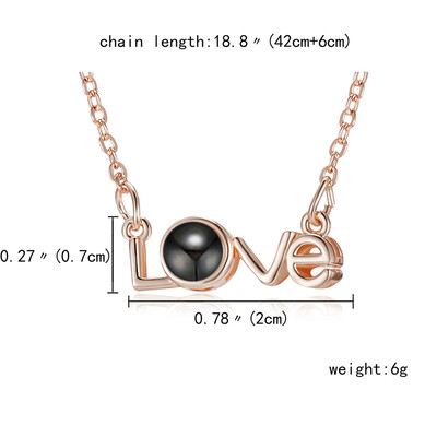 

New Arrival Romantic Memory of Love Rhinestone Necklaces I Love You 100 languages Projection Necklace Lovers Best Wedding Gift