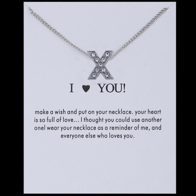 

Sale 26 Letters Pandent I Love You Fashion Simple Silvery Chain Rhinestone Charm Crystal Women Necklace Jewelry Gift