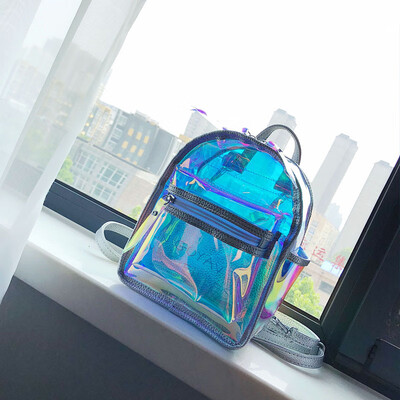 

Transparent bag female 2019 new Korean fashion wild jelly package fairy mini backpack laser backpack
