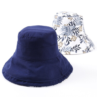 

New Korean version of large brim basin cap anti-ultraviolet shading female cap printed flanged cloth cap double foldable sun cap