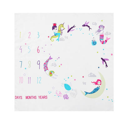 

Cute Cartoon Infant Birthday Photo Props Mermaid Calendar Backdrop Cloth