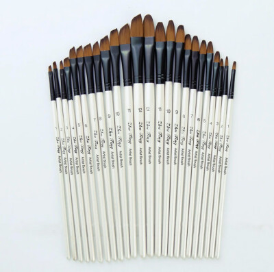 

JPGIF 12 Artist Watercolor Painting Brushes Brush Oil Acrylic Flat&Tip Paint Kit