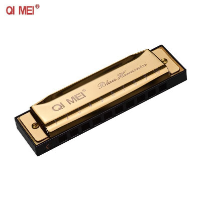 

QI MEI 1020 Blues Harmonica Key of C 10 Holes 20 Tunes Diatonic Harp Mouthorgan with Cleaning Cloth&Storage Box Black