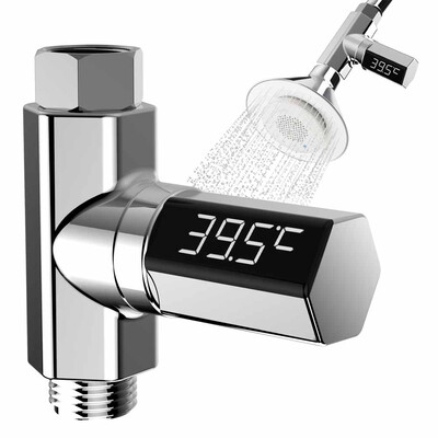 

〖Follure〗LED Display Celsius Water Shower Thermometer Flow Self-Generating Electricity