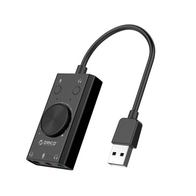 

ORICO SC2-BK Audio Card USB Sound Card Stereo Mic Earphone Audio Jack Cable Adapter Volume Adjustment Free Driver