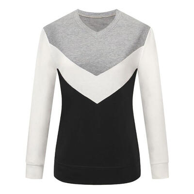 

Fashion Women Long Sleeve Solid Stitching Round Collar Leisure Sweatshirt