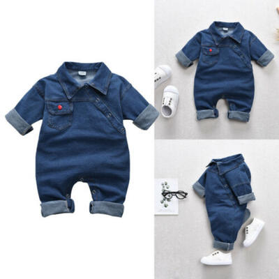

US Toddler Infant Baby Clothes Boys Girls Romper Bodysuit Denim Clothes Outfits
