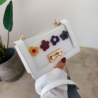 

Female bag 2019 new fashion flower chain bag summer small fresh messenger bag wild ins net red small square bag