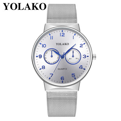 

Gobestart YOLAKO Mens Quartz Stainless Steel Band Newv Strap Watch Analog Wrist Watch