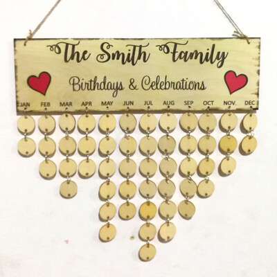 

Gobestart Wood Birthday Reminder Board Birch Ply Plaque Sign Family &Friends DIY Calendar