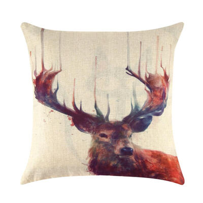 

Retro Nostalgia Household Deer Printed Cushion Cover Linen Pillow Cases