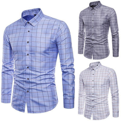 

Hot Selling Casual Mens Luxury Stylish Lapel Blouse Slim Fit Long Sleeve Shirts Tops