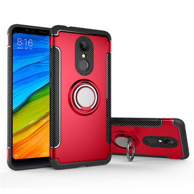 

Back Cover For Xiaomi Redmi 5 5Plus Case Car Holder Stand Hard PC Silicon Ring Suction Bracket Celulars