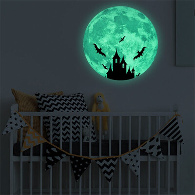 

〖Follure〗30cm 3D Large Moon Fluorescent Wall Sticker Removable Glow In The Dark Sticker