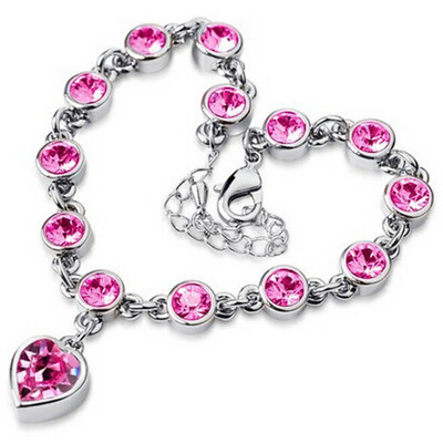 

Women Ladies Crystal Rhinestone Bangle Bracelet Chain Heart Jewelry