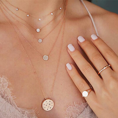 

Vintage Leaf Cross Heart Pyramid Ancient Egyptian Pharaoh Pendant Multilayer Gold Necklace Punk Lady Jewelry Women Necklace Set