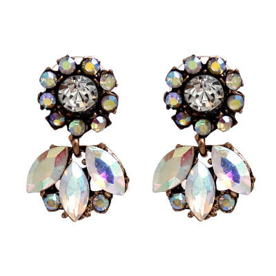 

Hot sale earring Statement Trendy Fashion Shiny Resin Stone Transparent flowers Stud Earrings for women Wholesale earring