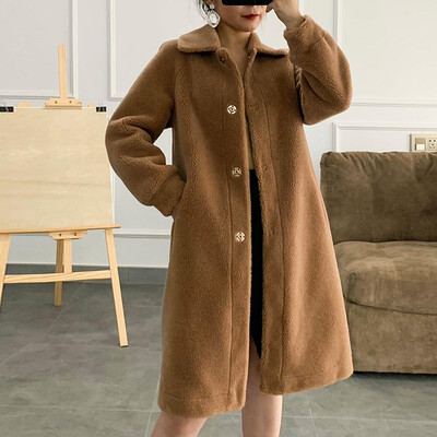 

Toponeto Women Fashion Solid Outerwear Plush Cardigan Loose Turn-down Pocket Coat
