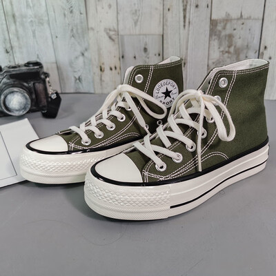 

Thick-soled high-top canvas shoes female students wild Korean version 2019 new Harajuku style flat bottom shoes women