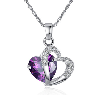 

Heart Necklace Women Girl Pendant Necklace Silver Chain Jewelry Gift Holiday Seaside Beach Jewelry crystal
