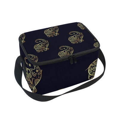 

Lunch Box Insulated Lunch Bag Large Cooler Retro Little Elephant Tote Bagfor Kids Men Women