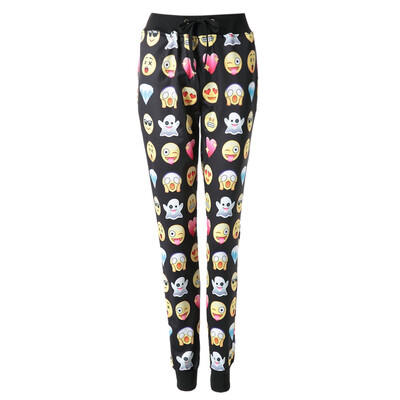 

Fashionable Emoji Print Drawstring Pants For Women