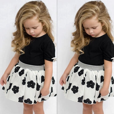 

Fashion Kids Baby Girls Toddler ShirtSkits Dress 2pcs Clothes Outfits Set 1-6Years