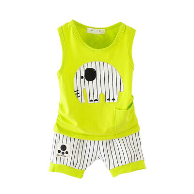 

Summer Baby Boy Vest Stripe Shorts 2pcs Cartoon Style Clothing Set Children Sports Suit