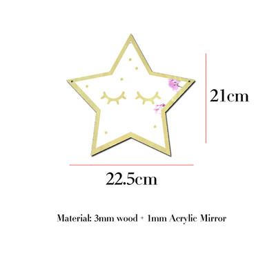 

Siaonvr Nordic Wood Acrylic Mirror Cartoon Wall Camera Props Kids Room Wall Decoration A