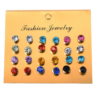 

Charm 12 Pairs pack New Diamond Earring Creative Simple Alloy Luxury Zircon Earrings Sets Jewelry Gifts
