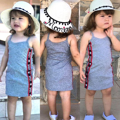 

Summer Toddler Kids Bady Girl Sling Letter Print Princess Casual Dress