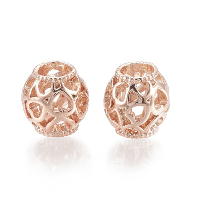 

Alloy European Beads Hollow Large Hole Beads Rondelle with Heart Rose Gold 11x11mm Hole 5mm