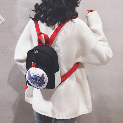 

Backpack female 2019 new fashion cartoon canvas mini backpack tide Korean version of the wild Harajuku student bag
