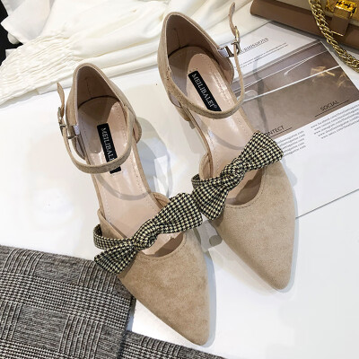 

Spring Korean version of chic high-heeled shoes with pointed bows&thick heels