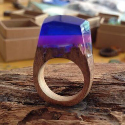 

Fashion Jewelry RING Wood Resin Rings Handmade Nature Clear Resin Wood Ring