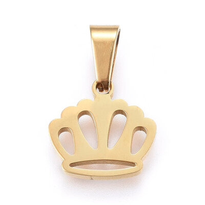 

304 Stainless Steel Charms Large Hole Pendants Crown Golden 13x135x12mm Hole 8x35mm