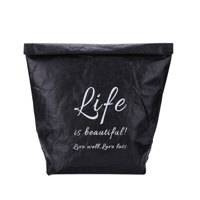 

Foldable Reusable Food Storage Large Capacity Kraft Paper Picnic Lunch Bag