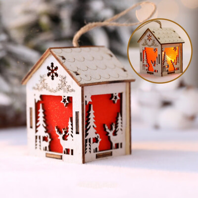 

Christmas LED Luminous Small Wooden House Decoration For Home Hanging Decoration