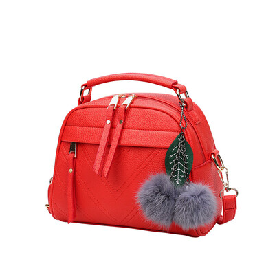 

Women PU Leather Handbags Ladies Shoulder Bags High Quality Female Vintage Crossbody Bag With Hair Ball Pendant Sac A Main T2G