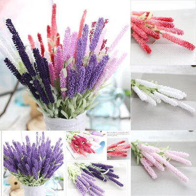 

New Wedding Silk Flower High Simulation 12 Heads Lavender Bouquet Home Decor