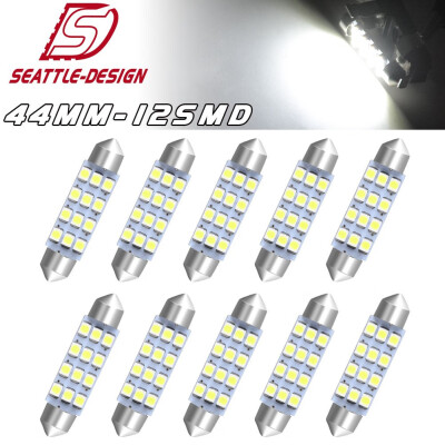 

10x White 44mm 1210 12SMD Festoon LED Dome Map License Light Bulb 578 214-2 6411