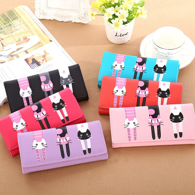 

Women Cute PU Leather Hasp Cartoon Cat Short Wallet Animal Change Purse Card Holder Girls Handbag