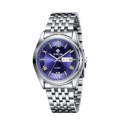 

WWOOR Fashion Casual Analog Quartz Watch Business Waterproof Stainless Steel Watches Men Calendar Wristwatch