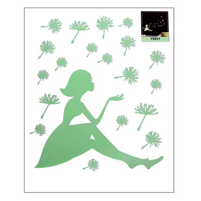 

DIY Luminous Wall Sticker Beautiful Girl&Dandelions Wall Decals Sticker