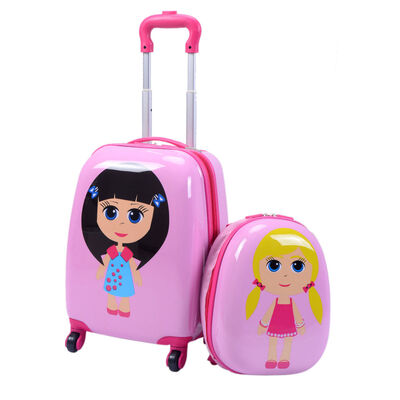 

2 pcs 12" 16" Pink Kids Girls Suitcase Backpack Luggage Set
