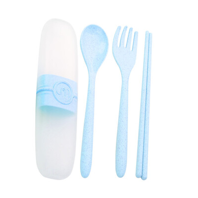 

3PCsSet Wheat Straw Cutlery Dinnerware Mini Outdoors Portable Travel Candy Color Tableware Student Kids Kitchen Tool