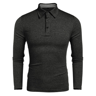 

Toponeto Fashion Mens Casual Solid Long Sleeve Turn-down Collar T Shirts Tops Blouses