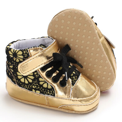 

Baby Girl Autumn Winter PU Patchwork Shoes Soft Home Walking Crib Toddler Non-slip First Walkers Sports Sneakers